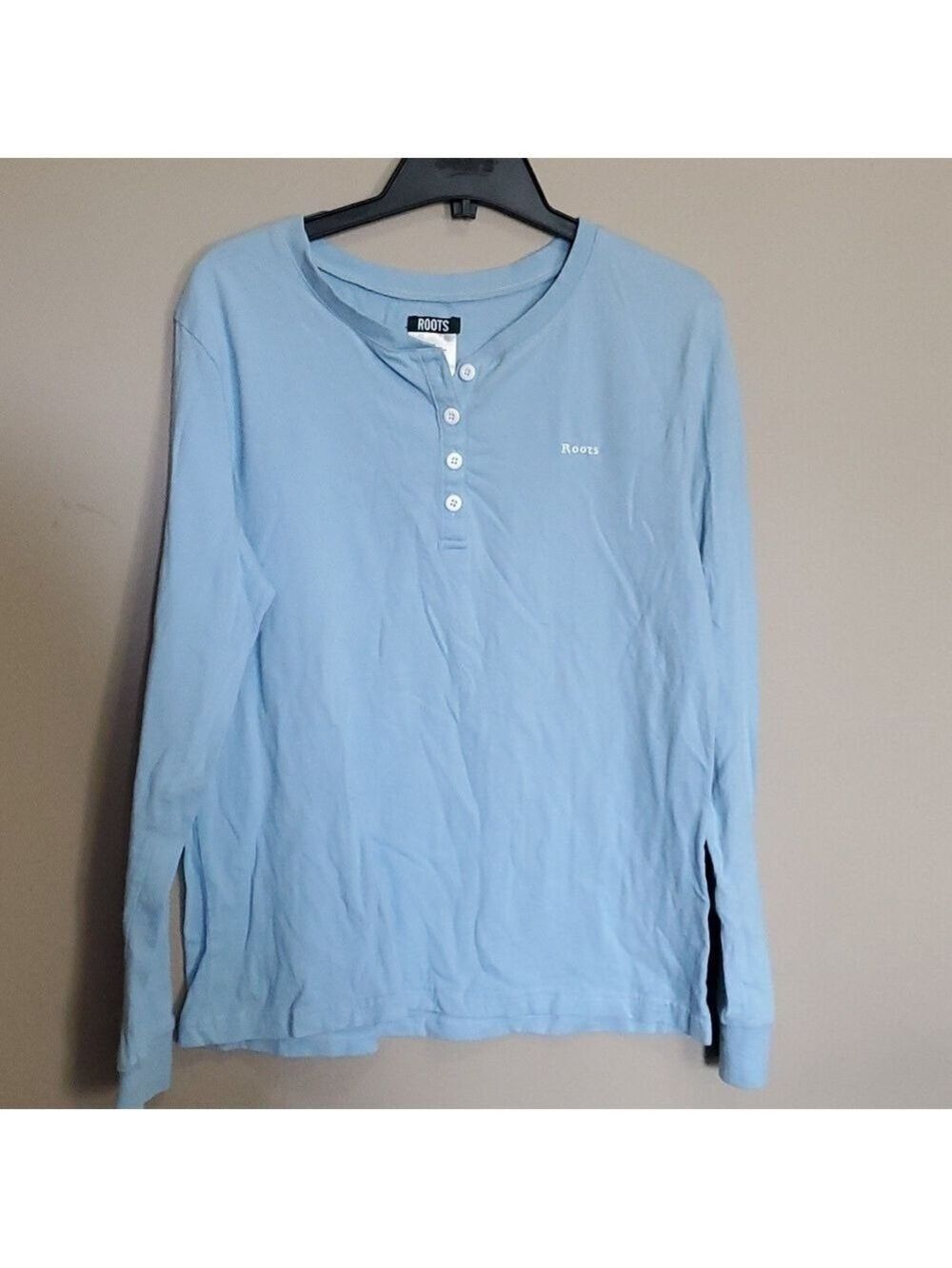 Roots Light Blue Henley top size large